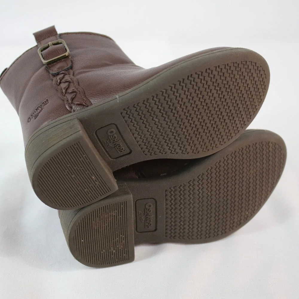 OshKosh Bgosh Shortcake Brown Buckle Zip Ankle Boots Girl's Size 5M‎
